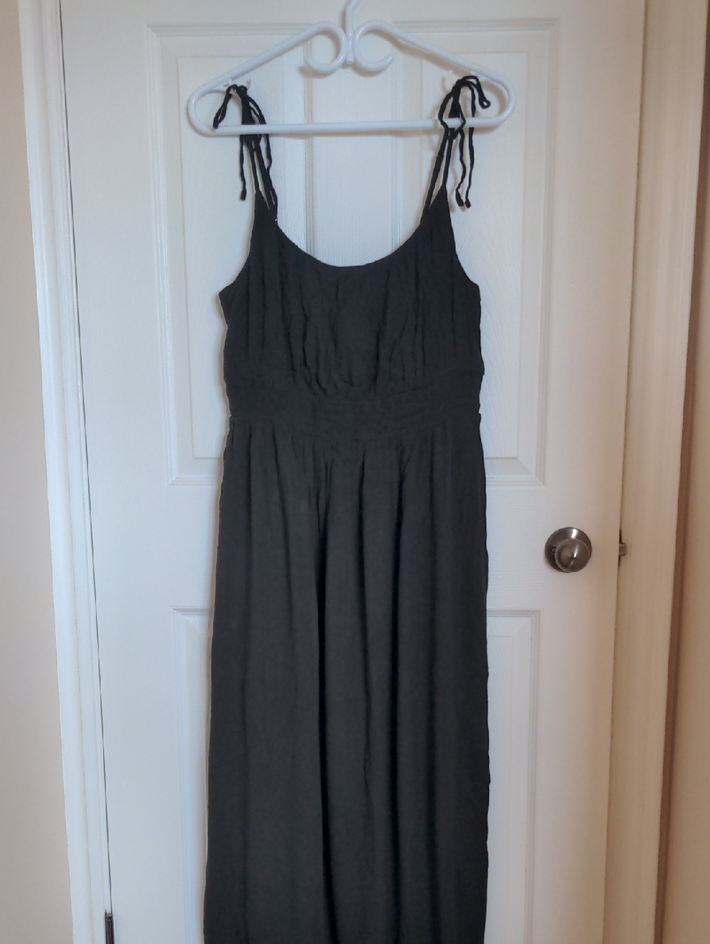 Black Tie-Shoulder Maxi Dress